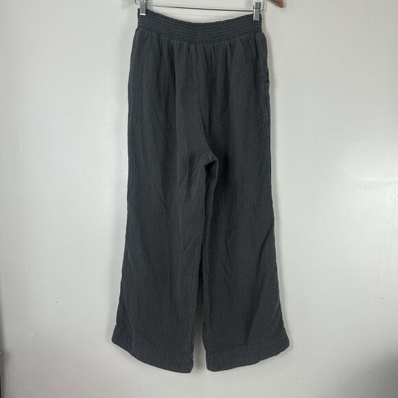 Faherty Dream 100% Organic Cotton Gauze Wide Leg Pants in Washed Black Women's M - Picture 6 of 11